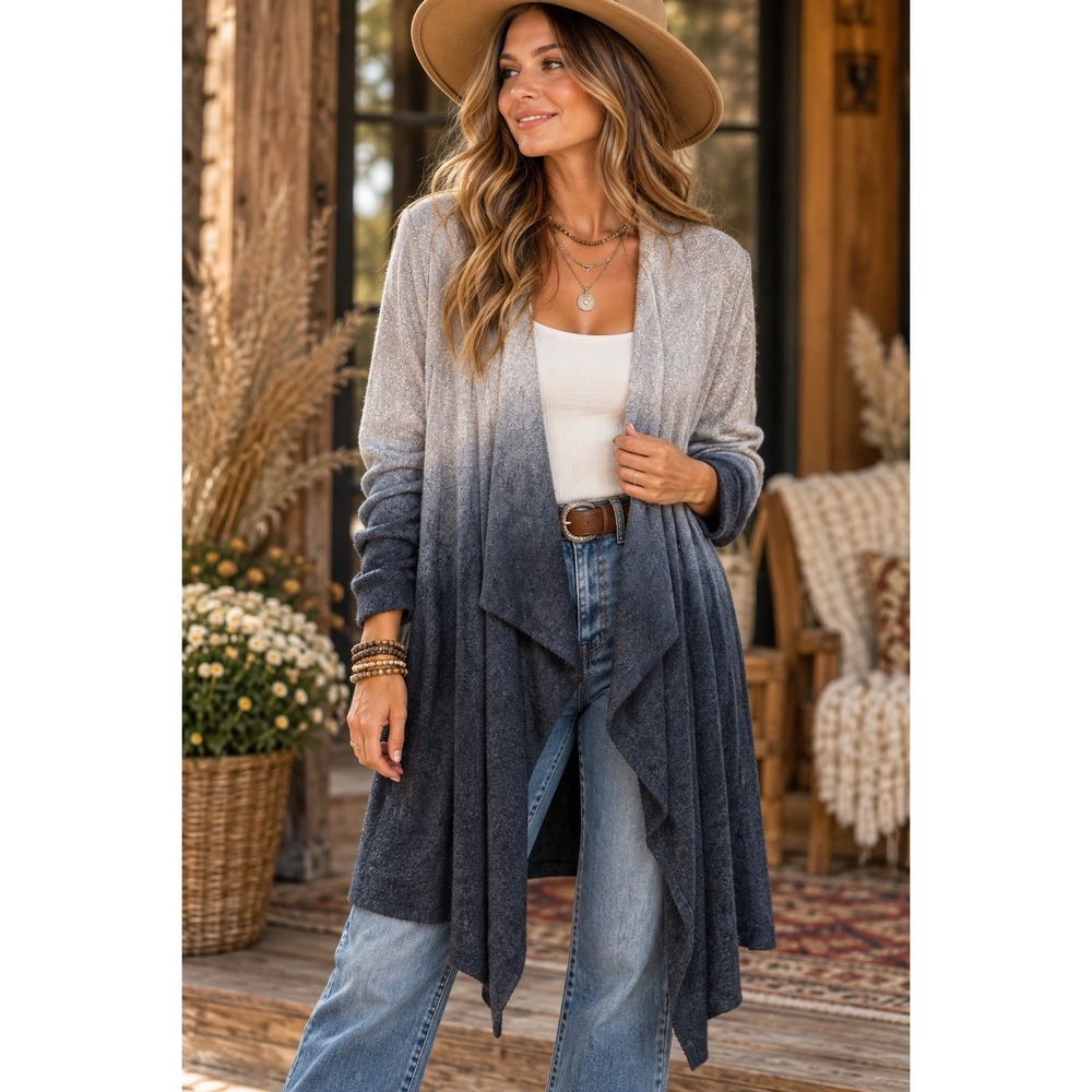 Barefoot Dreams Size S/M Bamboo Chic Lite Ombre Open Front Calypso Wrap Boho